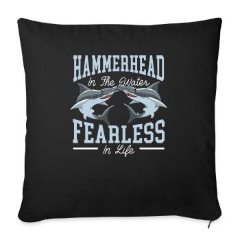 Hammerhead Shark Lover Marine Biology Underwater - Sofa pillowcase 17,3'' x 17,3'' (45 x 45 cm) - black - Front