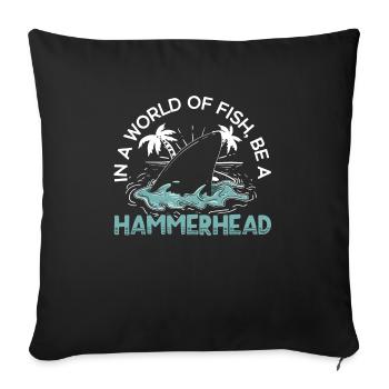 Hammerhead Shark Lover Marine Biology Underwater - Housse de coussin décorative 45 x 45 cm - noir - Devant
