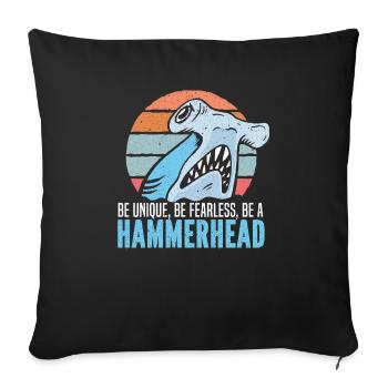 Hammerhead Shark Lover Marine Biology Underwater - Housse de coussin décorative 45 x 45 cm - noir - Devant