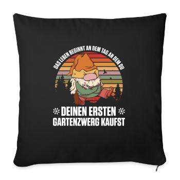 Gartenzwerg Für Gartenzwerg Liebhaber Gärtner Lust - Sofakissenbezug 45 x 45 cm - Schwarz - Vorne