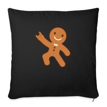 Gingerbread Man Drôle de Heavy Metal Christmas Rock - Housse de coussin décorative 45 x 45 cm - noir - Devant