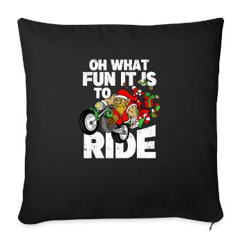 Oh, what fun it is, funny Santa Claus - Sofa pillowcase 17,3'' x 17,3'' (45 x 45 cm) - black - Front