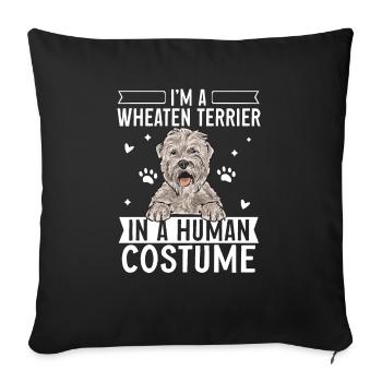 Irish Soft Coated Wheaten Terrier - Sofakissenbezug 45 x 45 cm - Schwarz - Vorne