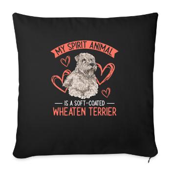 Irish Soft Coated Wheaten Terrier - Sofakissenbezug 45 x 45 cm - Schwarz - Vorne