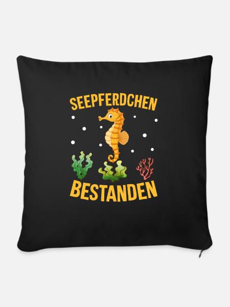 Seepferdchen bestanden - Sofakissenbezug 45 x 45 cm - Schwarz