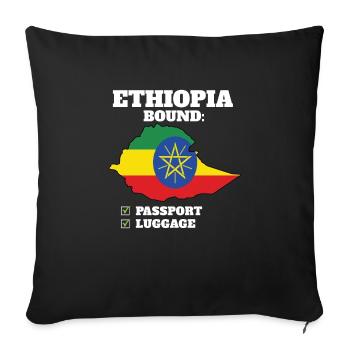 Voyage à destination de l’Éthiopie Drapeau éthiopien - Housse de coussin décorative 45 x 45 cm - noir - Devant