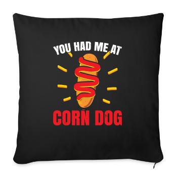 Corn Dog Lover Hot Dog Corndog Saucisse Hotdog - Housse de coussin décorative 45 x 45 cm - noir - Devant