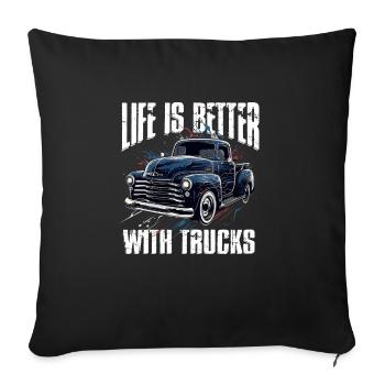 LKW Vintage Old Classic School Amerikanischer Pickup - Sofakissenbezug 45 x 45 cm - Schwarz - Vorne