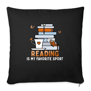 Reading is my favorite sport introvert - Sofa pillowcase 17,3'' x 17,3'' (45 x 45 cm) - black - Front