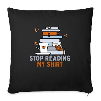Arrête de lire ma chemise Drôle de rat de bibliothèque - Housse de coussin décorative 45 x 45 cm - noir - Devant