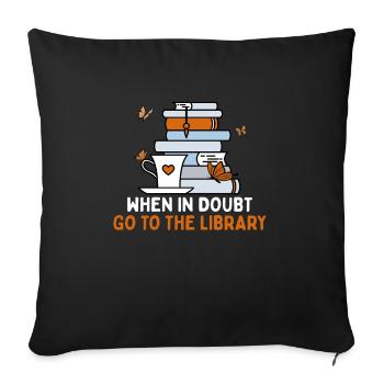 En cas de doute, allez à la bibliothèque Choses drôles - Housse de coussin décorative 45 x 45 cm - noir - Devant