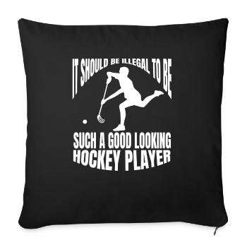 Floorball Hockey Hockey Hockey Hockey Cadeau Joueur de Hockey sur Gazon - Housse de coussin décorative 45 x 45 cm - noir - Devant