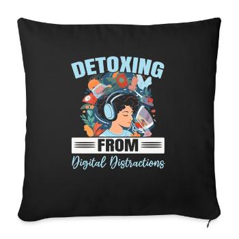 Digital Detox Mobile Phone Fasting Go Offline - Sofa pillowcase 17,3'' x 17,3'' (45 x 45 cm) - black - Front