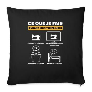 couture durant temps libre - Housse de coussin décorative 45 x 45 cm - noir - Devant