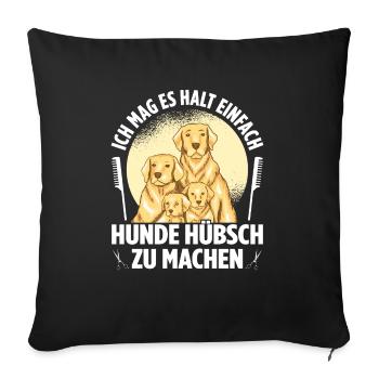 Hundepflege für Hundefriseurin Hundefriseur Groome - Sofakissenbezug 45 x 45 cm - Schwarz - Vorne