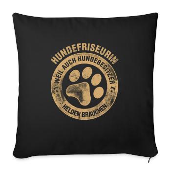 Hundepflege für Hundefriseurin Hundefriseur Groome - Sofakissenbezug 45 x 45 cm - Schwarz - Vorne