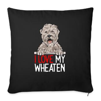 Irish Soft Coated Wheaten Terrier - Sofakissenbezug 45 x 45 cm - Schwarz - Vorne