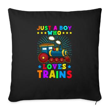 Dampflok Modellbahn Eisenbahn Zug - Sofakissenbezug 45 x 45 cm - Schwarz - Vorne