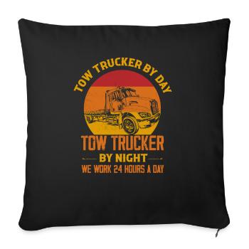 Dépanneur le jour, dépanneur de nuit Conducteur o - Housse de coussin décorative 45 x 45 cm - noir - Devant