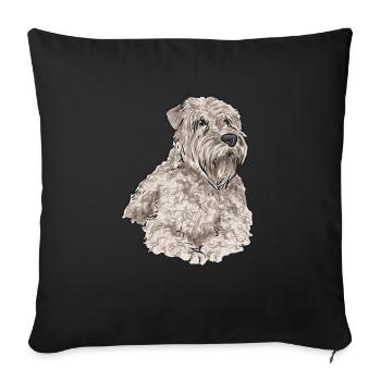 Irish Soft Coated Wheaten Terrier - Sofakissenbezug 45 x 45 cm - Schwarz - Vorne