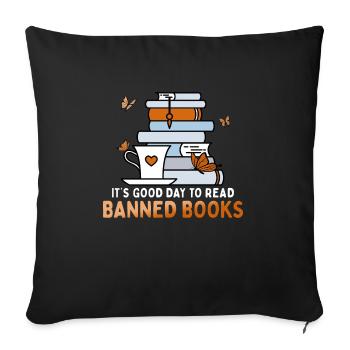 C’est une bonne journée pour lire un livre - Housse de coussin décorative 45 x 45 cm - noir - Devant