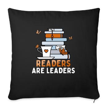Readers Are Leaders Bookworm National Book Day - Sofa pillowcase 17,3'' x 17,3'' (45 x 45 cm) - black - Front