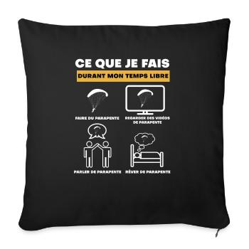 parapente durant temps libre - Housse de coussin décorative 45 x 45 cm - noir - Devant
