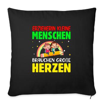 Erzieherin Abschiedsgeschenk - Sofakissenbezug 45 x 45 cm - Schwarz - Vorne
