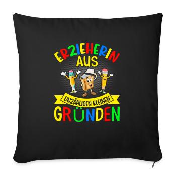 Erzieherin Abschiedsgeschenkidee - Sofakissenbezug 45 x 45 cm - Schwarz - Vorne