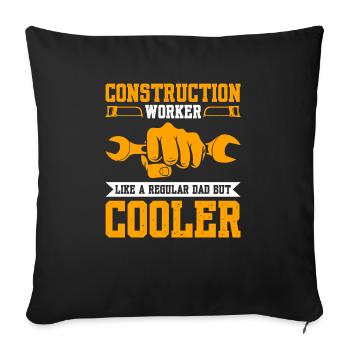 Travailleur de la construction comme un père ordinaire mais plus cool - Housse de coussin décorative 45 x 45 cm - noir - Devant