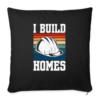 I Construction de maisons Travailleur en construction - Housse de coussin décorative 45 x 45 cm - noir - Devant