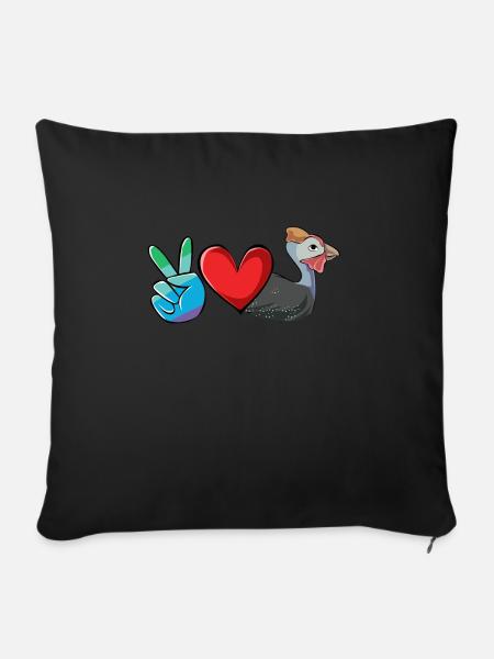 Perlhühner Perlhuhn Guinea Fowl - Sofakissenbezug 45 x 45 cm - Schwarz