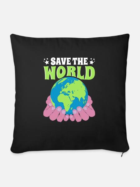Save the World Naturschutz - Sofakissenbezug 45 x 45 cm - Schwarz