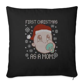 First Christmas as Mom - Santa Claus ugly - Sofa pillowcase 17,3'' x 17,3'' (45 x 45 cm) - black - Front
