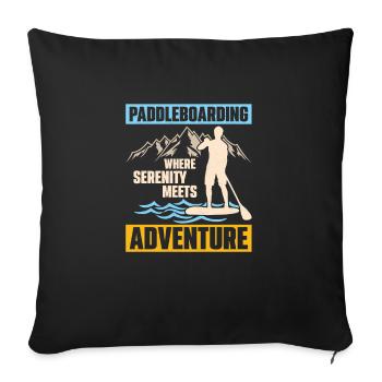 Paddleboard où la sérénité se lève paddle - Housse de coussin décorative 45 x 45 cm - noir - Devant