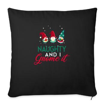 Naughty et je gnome c’est drôle Noël en famille - Housse de coussin décorative 45 x 45 cm - noir - Devant