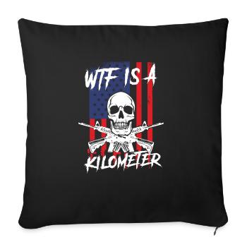 WTF Is A Kilometer Internet Meme Skeleton USA - Sofa pillowcase 17,3'' x 17,3'' (45 x 45 cm) - black - Front