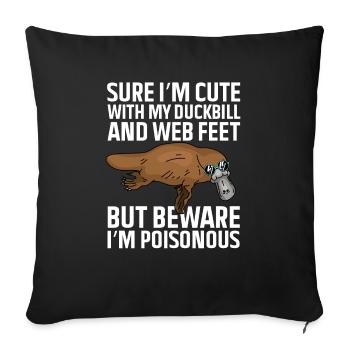 Platypus Schnabeltier - Sofakissenbezug 45 x 45 cm - Schwarz - Vorne