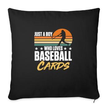 Vintage Un garçon qui aime les cartes de baseball que les hommes collectionnent - Housse de coussin décorative 45 x 45 cm - noir - Devant
