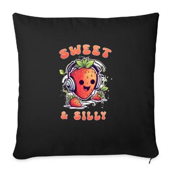 Fraise douce mignonne drôle de fraises idiotes - Housse de coussin décorative 45 x 45 cm - noir - Devant