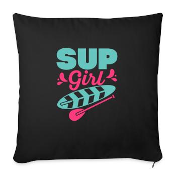 SUP Girl Stand Up Paddling Board - Sofa pillowcase 17,3'' x 17,3'' (45 x 45 cm) - black - Front