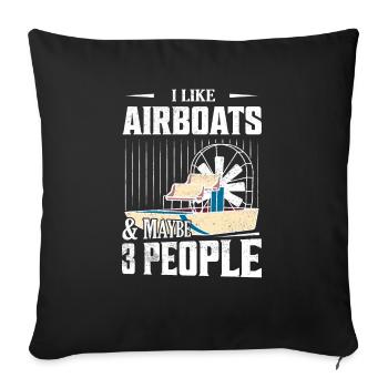 J’aime les hydroglisseurs et peut-être 3 personnes propulsent l’hydroplane - Housse de coussin décorative 45 x 45 cm - noir - Devant