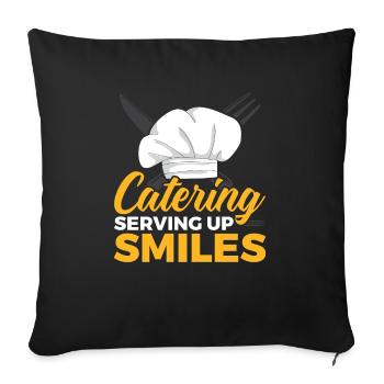 Service traiteur Restauration Chef serveur - Housse de coussin décorative 45 x 45 cm - noir - Devant