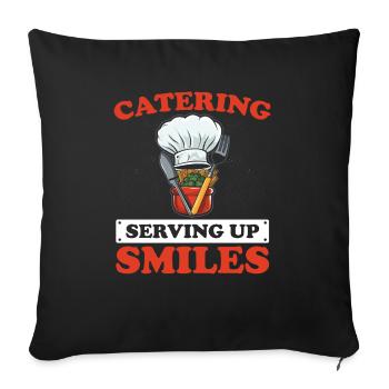 Service traiteur Restauration Chef serveur - Housse de coussin décorative 45 x 45 cm - noir - Devant