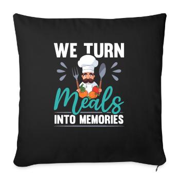 Service traiteur Restauration Chef serveur - Housse de coussin décorative 45 x 45 cm - noir - Devant