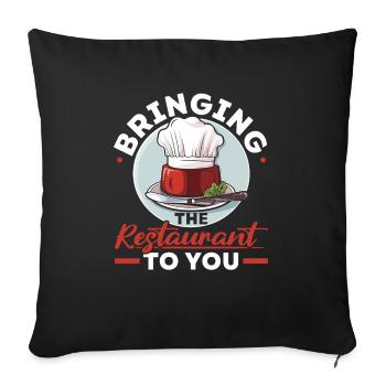 Service traiteur Restauration Chef serveur - Housse de coussin décorative 45 x 45 cm - noir - Devant