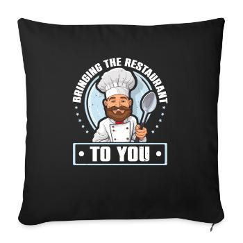 Service traiteur Restauration Chef serveur - Housse de coussin décorative 45 x 45 cm - noir - Devant