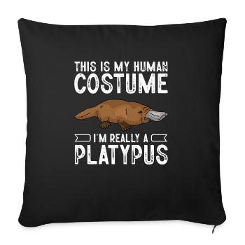 Platypus Schnabeltier - Sofakissenbezug 45 x 45 cm - Schwarz - Vorne