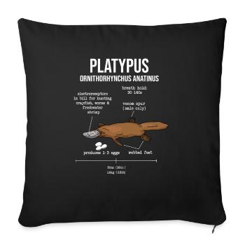 Platypus Schnabeltier - Sofakissenbezug 45 x 45 cm - Schwarz - Vorne