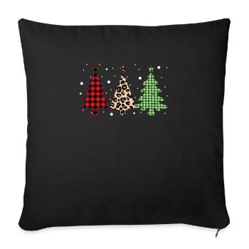 Joyeux Noël Buffalo Trees Leopard Plaid Print - Housse de coussin décorative 45 x 45 cm - noir - Devant